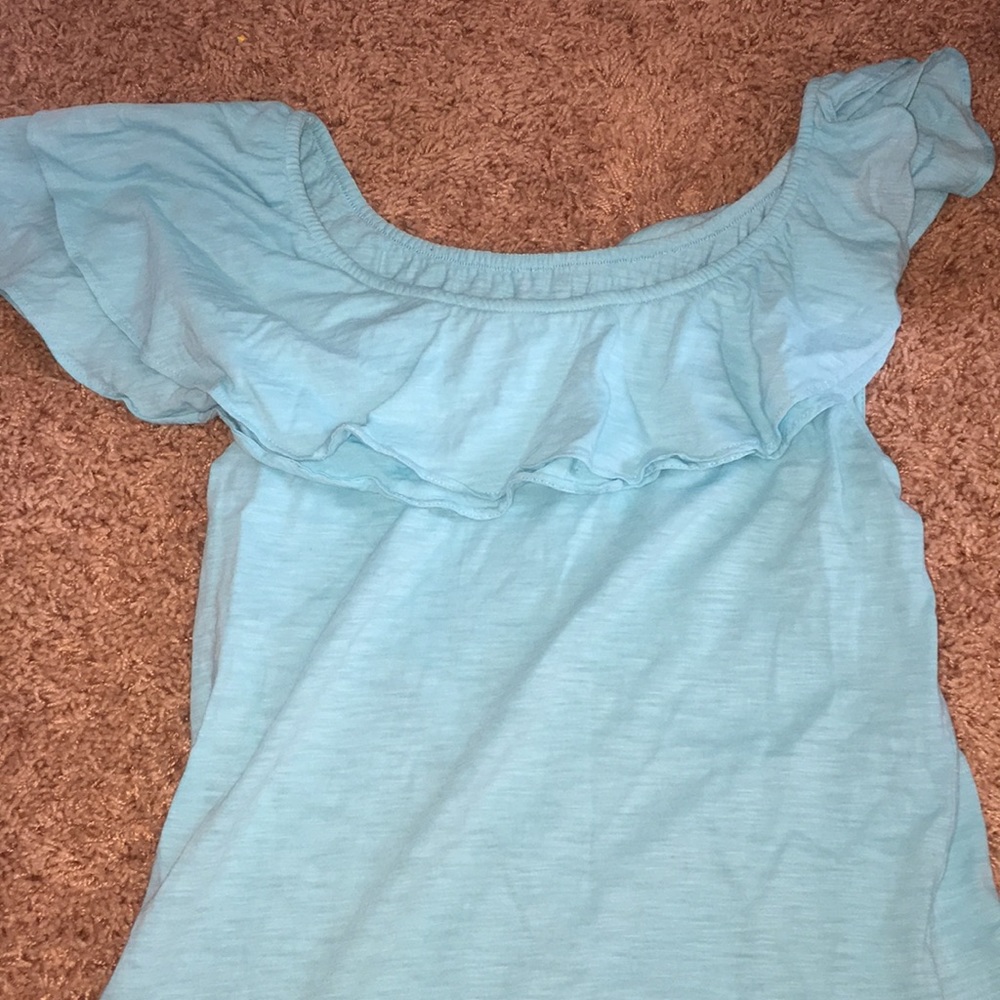 Lilly p light blue ruffle shirt